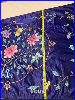 Antique Chinese Qing Dynasty Silk Embroidery textile Panel wall hanging 67X32