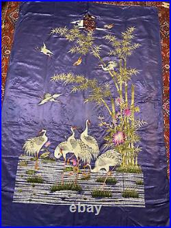 Antique Chinese Qing Dynasty Silk Embroidery textile Panel wall hanging 78X53
