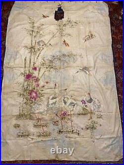 Antique Chinese Qing Dynasty Silk Embroidery textile Panel wall hanging 78X53