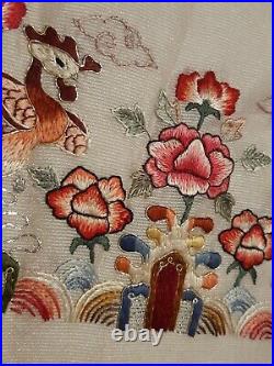 Antique Chinese Qing Dynasty Silk embroidered Sleeves panels Set 22 X 15