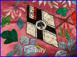 Antique Chinese Qing Dynasty Silk embroidered solidarity flag textile Panel22X21