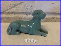 Antique Chinese Qing Dynasty Turquoise Glazed Dog Figurine