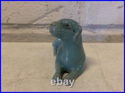 Antique Chinese Qing Dynasty Turquoise Glazed Dog Figurine