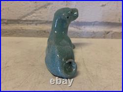 Antique Chinese Qing Dynasty Turquoise Glazed Dog Figurine