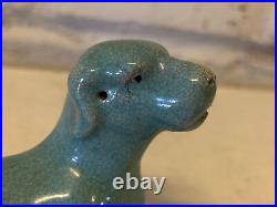 Antique Chinese Qing Dynasty Turquoise Glazed Dog Figurine