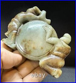 Antique Chinese Qing dynasty carved nephrite jade of Boys playing drum