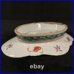 Antique Late 19th C. Chinese Qing Dynasty Famille Rose Porcelain Footed Dish