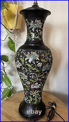 Antique Qing Dynasty CHINESE Export Champlevé Cloisonne electric LAMP X Large