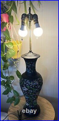 Antique Qing Dynasty CHINESE Export Champlevé Cloisonne electric LAMP X Large