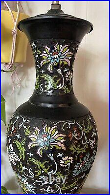 Antique Qing Dynasty CHINESE Export Champlevé Cloisonne electric LAMP X Large