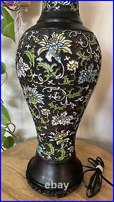 Antique Qing Dynasty CHINESE Export Champlevé Cloisonne electric LAMP X Large