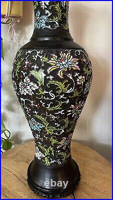 Antique Qing Dynasty CHINESE Export Champlevé Cloisonne electric LAMP X Large