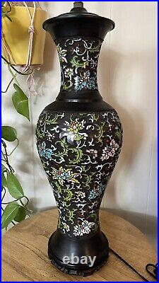 Antique Qing Dynasty CHINESE Export Champlevé Cloisonne electric LAMP X Large