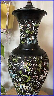 Antique Qing Dynasty CHINESE Export Champlevé Cloisonne electric LAMP X Large