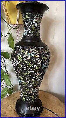 Antique Qing Dynasty CHINESE Export Champlevé Cloisonne electric LAMP X Large