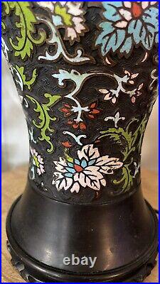 Antique Qing Dynasty CHINESE Export Champlevé Cloisonne electric LAMP X Large