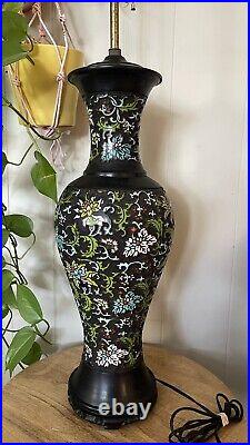 Antique Qing Dynasty CHINESE Export Champlevé Cloisonne electric LAMP X Large