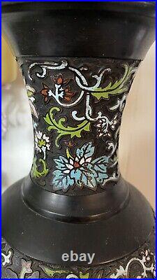 Antique Qing Dynasty CHINESE Export Champlevé Cloisonne electric LAMP X Large