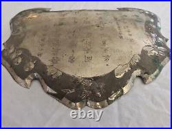 Antique Qing Dynasty China Chinese Inscribed Bronze Plaque (10 1/8 x 7 1/2)