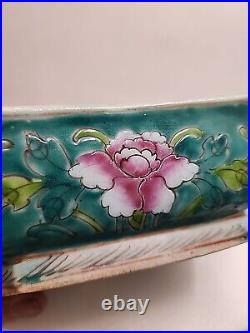 Antique Qing Dynasty Chinese Famille Rose Pottery Bonsai Planter / Dish