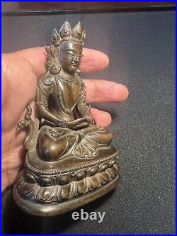 Antique Tibetan/Chinese Bronze Statues Qing Dynasty Gilt Bronze Figure