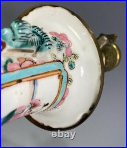 China Chinese Porcelain Famille Rose Figural Decor Lamp Vase Qing Dynasty 1900