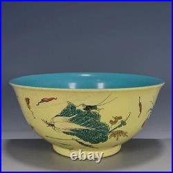 Chinese Antique Qing Dynasty Bowl Ground Yellow Porcelain Fruit Dish-QianLong