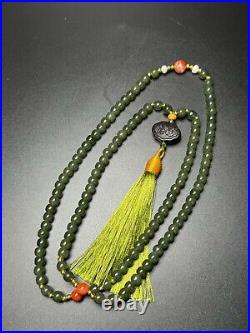 Chinese Antique Qing Dynasty Jade Jasper Carved Bead Jasper Necklaces