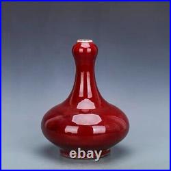 Chinese Antique Qing Dynasty Jihong Glaze Porcelain Garlic Vases