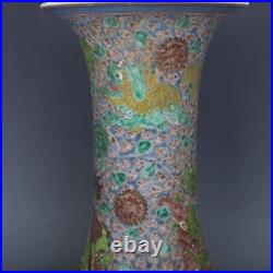 Chinese Antique Qing Dynasty Kangxi Porcelain Lion Pattern Vases