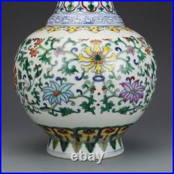 Chinese Antique Qing Dynasty Qianlong DouCai Ancient Porcelain Flowers Vases