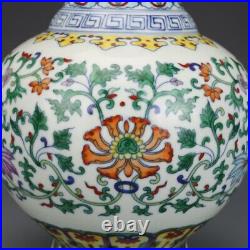 Chinese Antique Qing Dynasty Qianlong DouCai Ancient Porcelain Flowers Vases