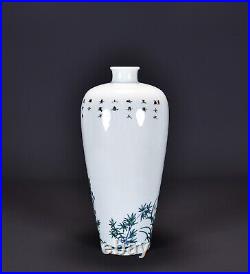 Chinese Antique Qing Dynasty Qianlong DouCai Ancient Porcelain Peacock Vases