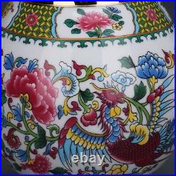 Chinese Antique Qing Dynasty Qianlong Enamel Colors Porcelain Phoenix Vases