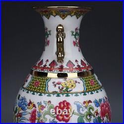 Chinese Antique Qing Dynasty Qianlong Enamel Colors Porcelain Phoenix Vases