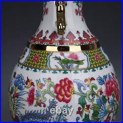 Chinese Antique Qing Dynasty Qianlong Enamel Colors Porcelain Phoenix Vases