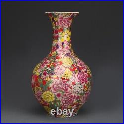 Chinese Antique Qing Dynasty Qianlong Mark Enamel Colors Porcelain WanHua Vases