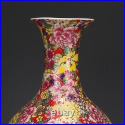 Chinese Antique Qing Dynasty Qianlong Mark Enamel Colors Porcelain WanHua Vases