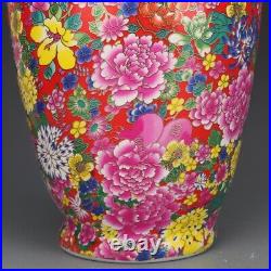 Chinese Antique Qing Dynasty Qianlong Mark Enamel Colors Porcelain WanHua Vases