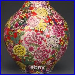 Chinese Antique Qing Dynasty Qianlong Mark Enamel Colors Porcelain WanHua Vases