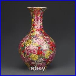 Chinese Antique Qing Dynasty Qianlong Mark Enamel Colors Porcelain WanHua Vases