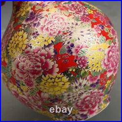 Chinese Antique Qing Dynasty Qianlong Mark Enamel Colors Porcelain WanHua Vases