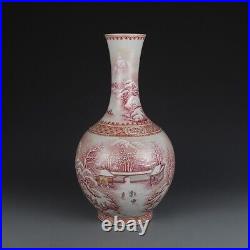 Chinese Antique Qing Dynasty Qianlong Porcelain Snow-covered Landscape Vases