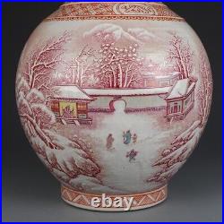 Chinese Antique Qing Dynasty Qianlong Porcelain Snow-covered Landscape Vases