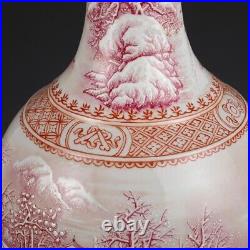 Chinese Antique Qing Dynasty Qianlong Porcelain Snow-covered Landscape Vases