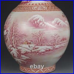 Chinese Antique Qing Dynasty Qianlong Porcelain Snow-covered Landscape Vases