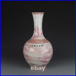 Chinese Antique Qing Dynasty Qianlong Porcelain Snow-covered Landscape Vases