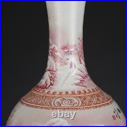 Chinese Antique Qing Dynasty Qianlong Porcelain Snow-covered Landscape Vases