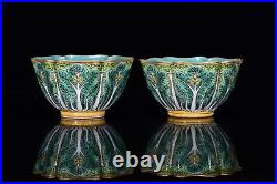 Chinese Antique Qing Dynasty Yongzheng Ancient Porcelain Cabbage BaiCai Bowls