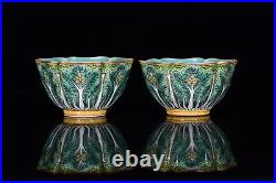 Chinese Antique Qing Dynasty Yongzheng Ancient Porcelain Cabbage BaiCai Bowls